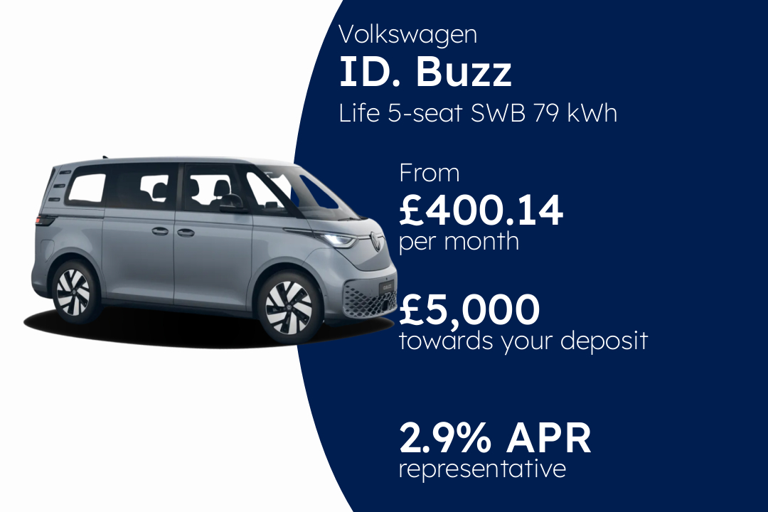 Volkswagen Id. Buzz Life 5-seat SWB 79 kWh Pro 286 PS Electric 1 Speed Automatic PCP Finance Offer From £400.1400 Per Month.