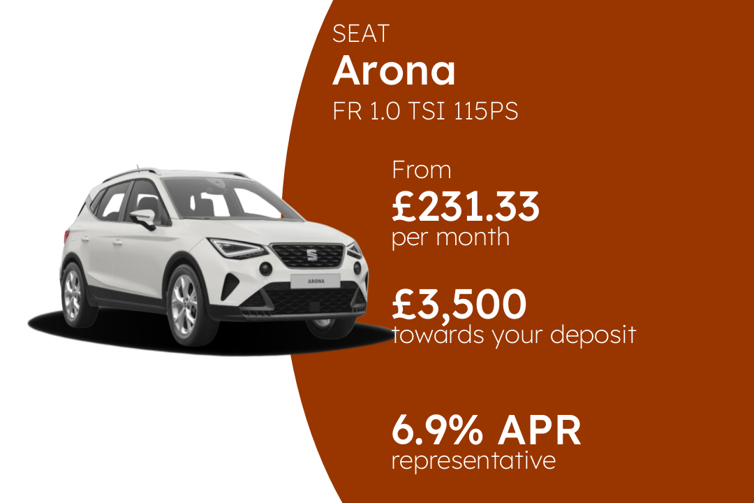 SEAT Arona FR 1.0 TSI 115PS PCP Finance Offer From £231.3300 Per Month.