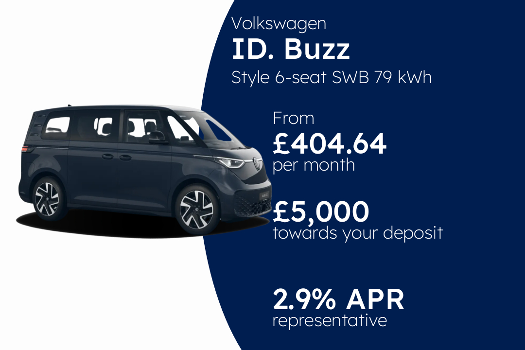 Volkswagen Id. Buzz Style 6-seat SWB 79 kWh Pro 286 PS Electric 1 Speed Automatic PCP Finance Offer From £404.64 Per Month. 2.90% APR Representative.