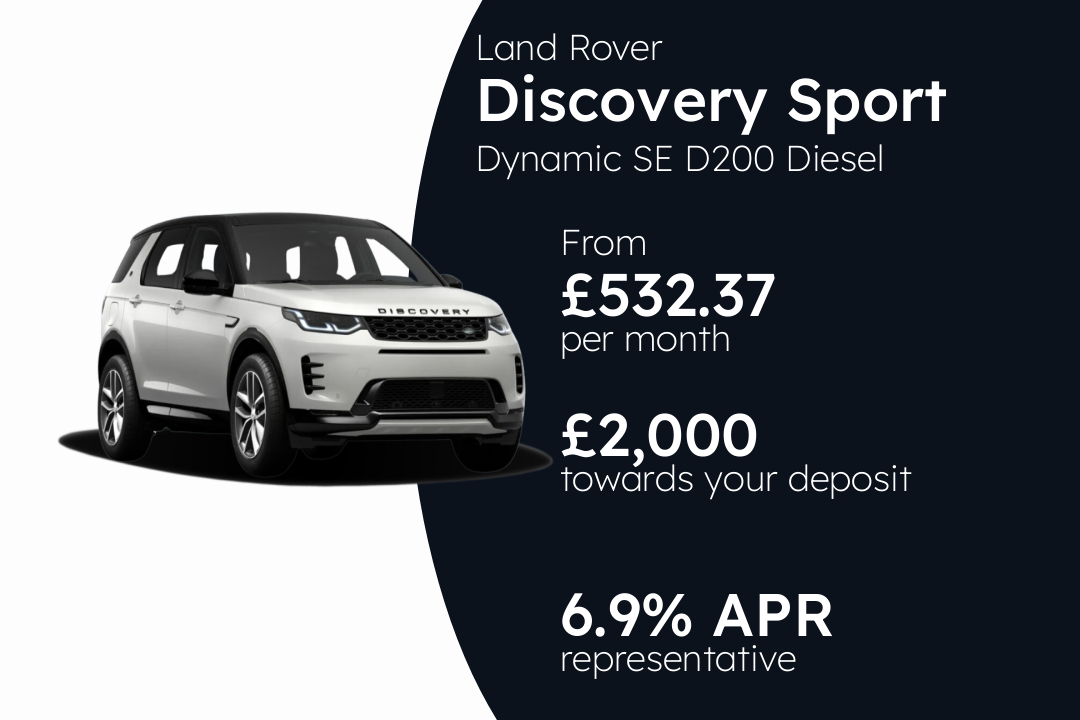 Land Rover Discovery Sport Dynamic SE D200 Diesel Mild Hybrid PCP Finance Offer From £532.37 Per Month. 6.90% APR Representative.