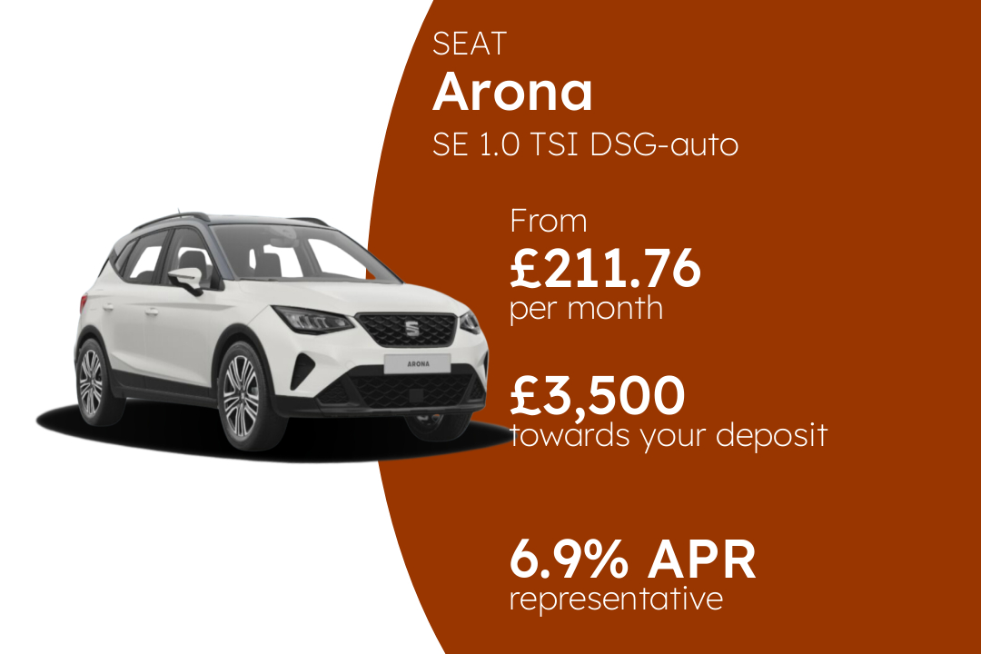 SEAT Arona SE 1.0 TSI DSG-auto 115PS PCP Finance Offer From £211.7600 Per Month.