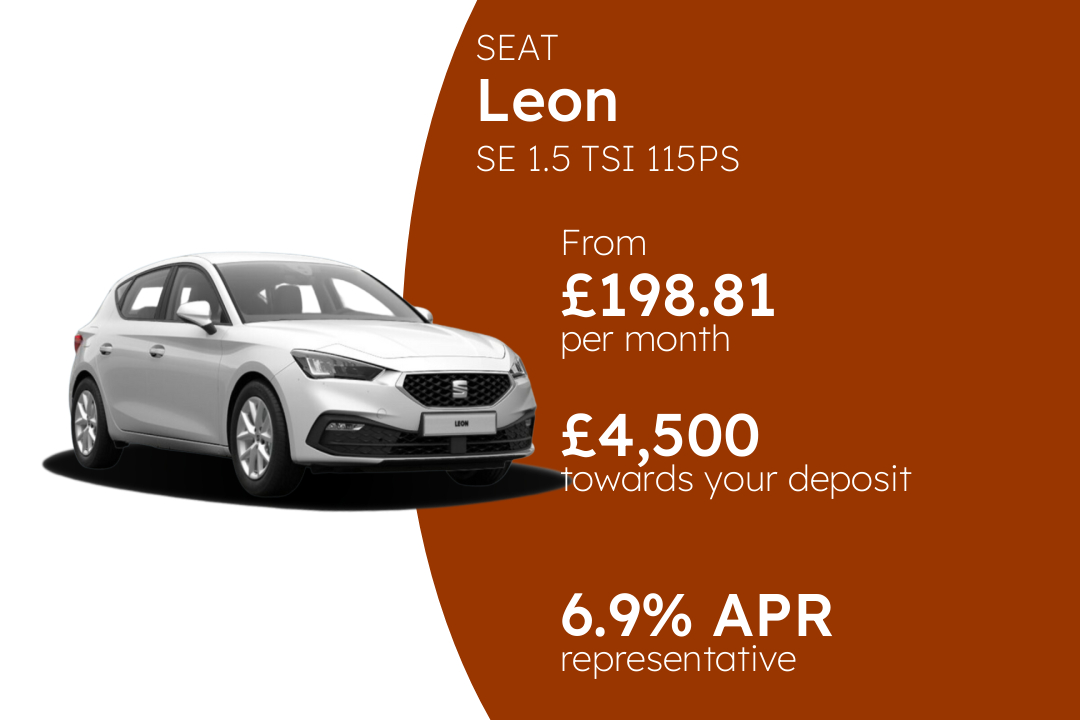 SEAT Leon SE 1.5 TSI 115PS PCP Finance Offer From £198.81 Per Month. 6.90% APR Representative.