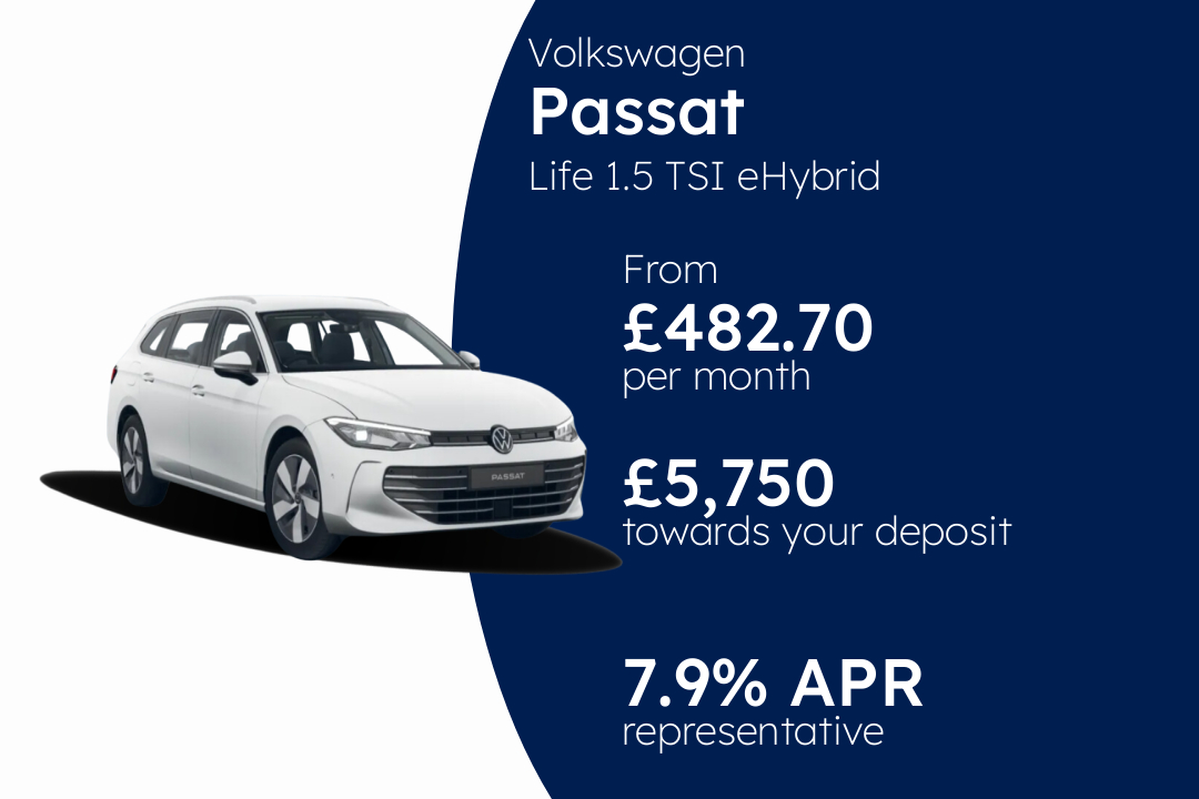 Volkswagen Passat Life 1.5 TSI eHybrid 204PS 6-speed DSG 5 Door PCP Finance Offer From £482.70 Per Month. 7.90% APR Representative.