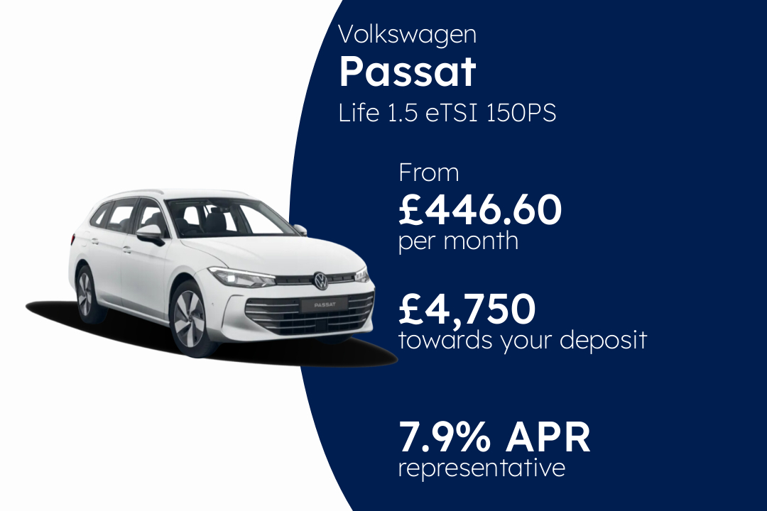 Volkswagen Passat Life 1.5 eTSI 150PS 7-speed DSG 5 Door PCP Finance Offer From £446.60 Per Month. 7.90% APR Representative.