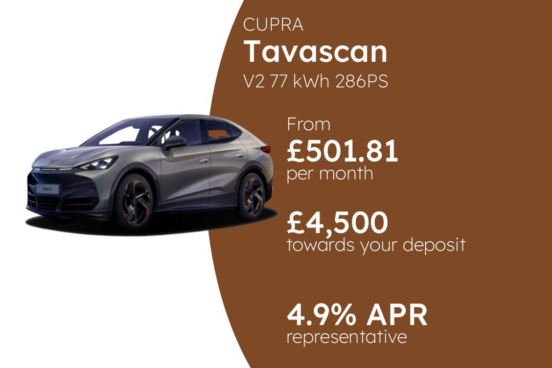CUPRA Tavascan V2 77 kWh 286PS PCP Finance Offer From £501.8100 Per Month.
