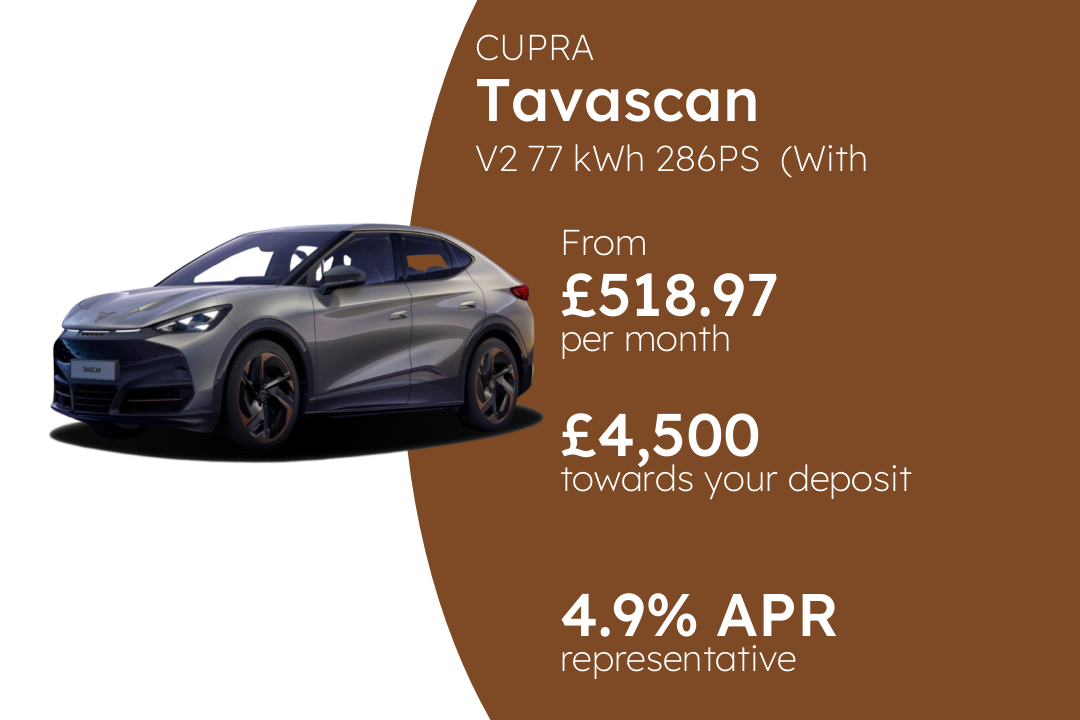CUPRA Tavascan V2 77 kWh 286PS (With Winter Pack) PCP Finance Offer From £518.9700 Per Month.