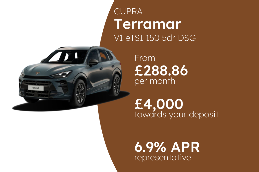 CUPRA Terramar V1 eTSI 150 5dr DSG PCP Finance Offer From £288.86 Per Month. 6.90% APR Representative.