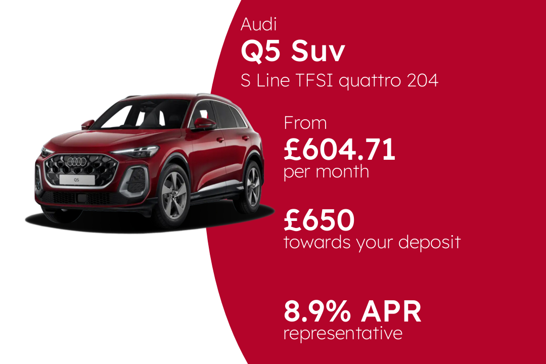 Audi Q5 Suv S Line TFSI quattro 204 PS S tronic (metallic paint) PCP Finance Offer From £604.71 Per Month. 8.90% APR Representative.