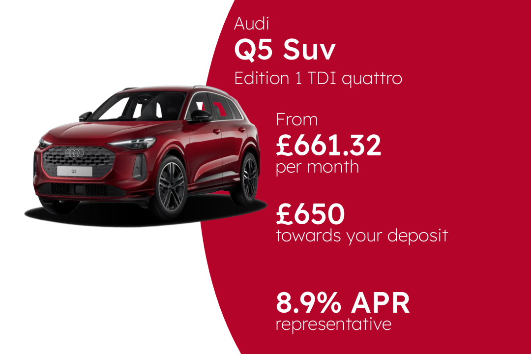 Audi Q5 Suv Edition 1 TDI quattro 204 PS S tronic (metallic paint) PCP Finance Offer From £661.32 Per Month. 8.90% APR Representative.