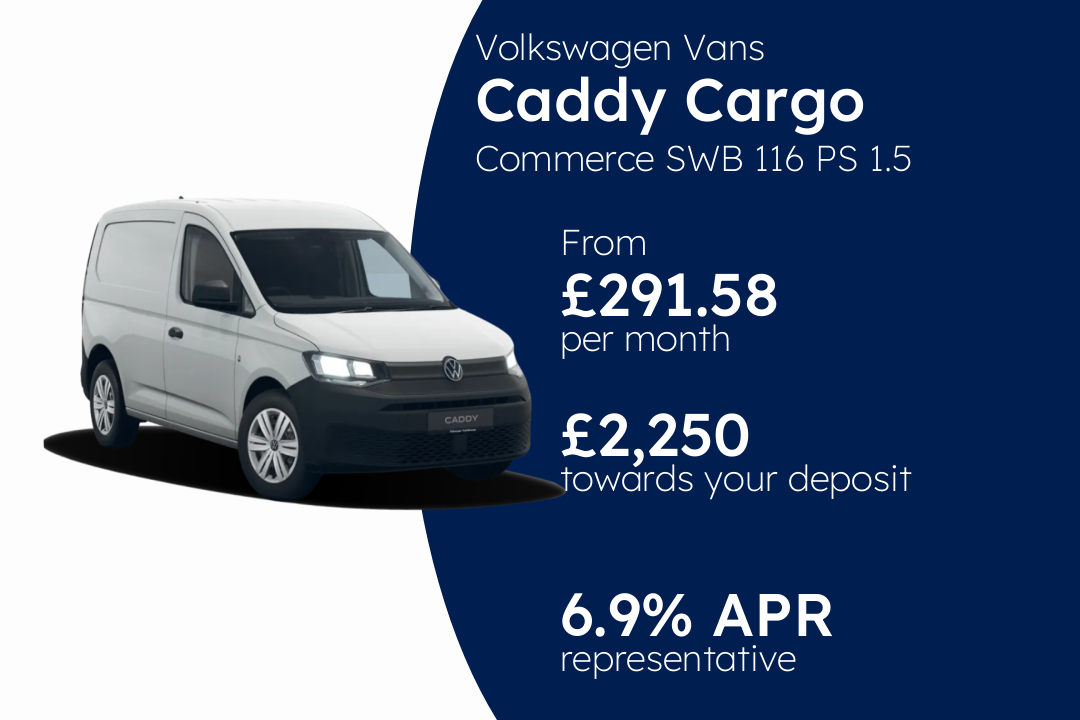 Volkswagen Vans Caddy Cargo Commerce SWB 116 PS 1.5 TSI 6sp Manual PCP Finance Offer From £291.58 Per Month. 6.90% APR Representative.
