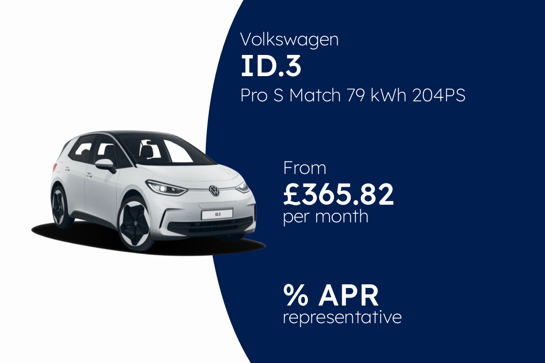 Volkswagen ID.3 Pro S Match 79 kWh 204PS 1-speed automatic 5 door BCH Finance Offer From £365.82 Per Month.