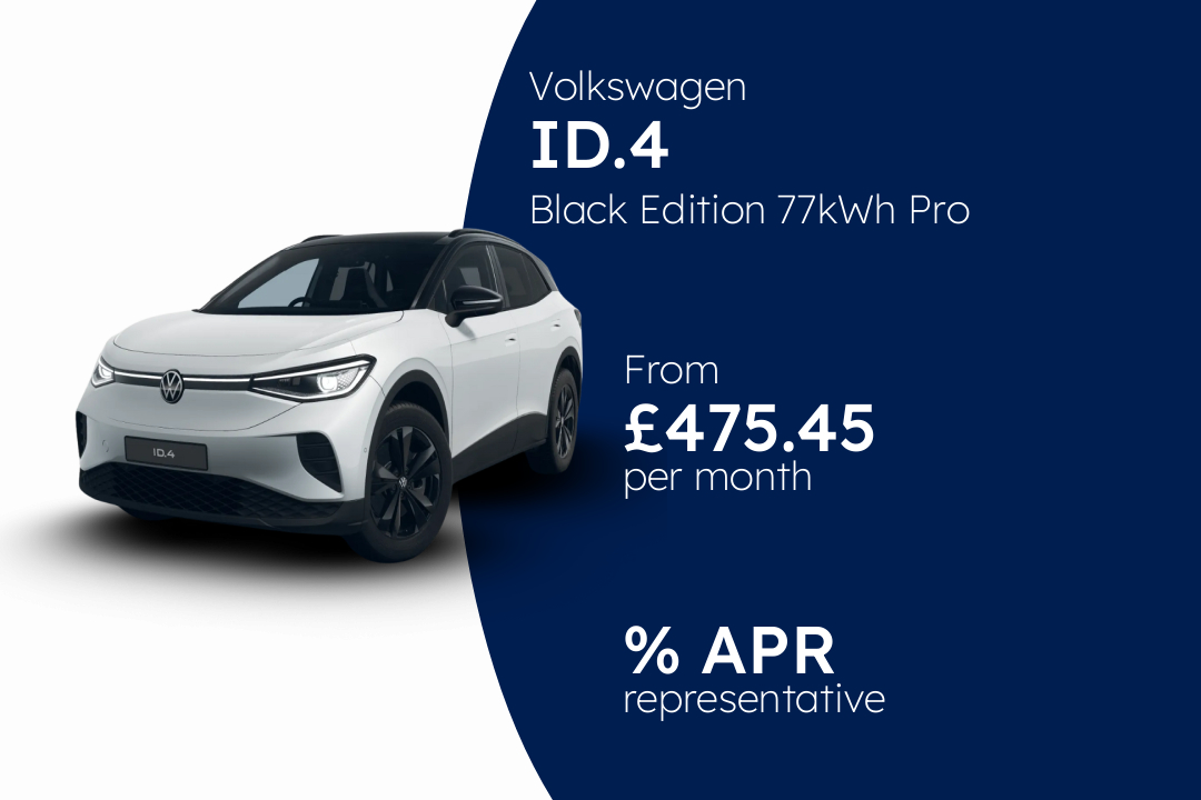 Volkswagen ID.4 Black Edition 77kWh Pro 286PS 1-speed automatic 5 Door BCH Finance Offer From £475.45 Per Month.