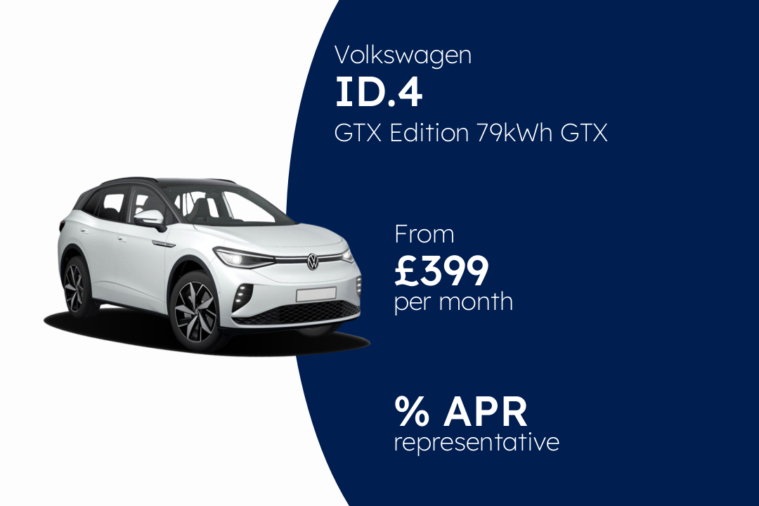 Volkswagen ID.4 GTX Edition 79kWh GTX 4MOTION 340PS 1-speed automatic 5 Door BCH Finance Offer From £399 Per Month.