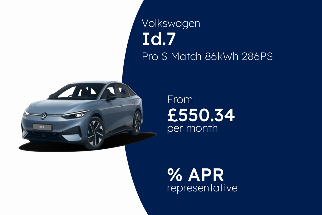 Volkswagen ID.7 Pro S Match 86kWh 286PS 1-speed automatic 5 door BCH Finance Offer From £550.34 Per Month.