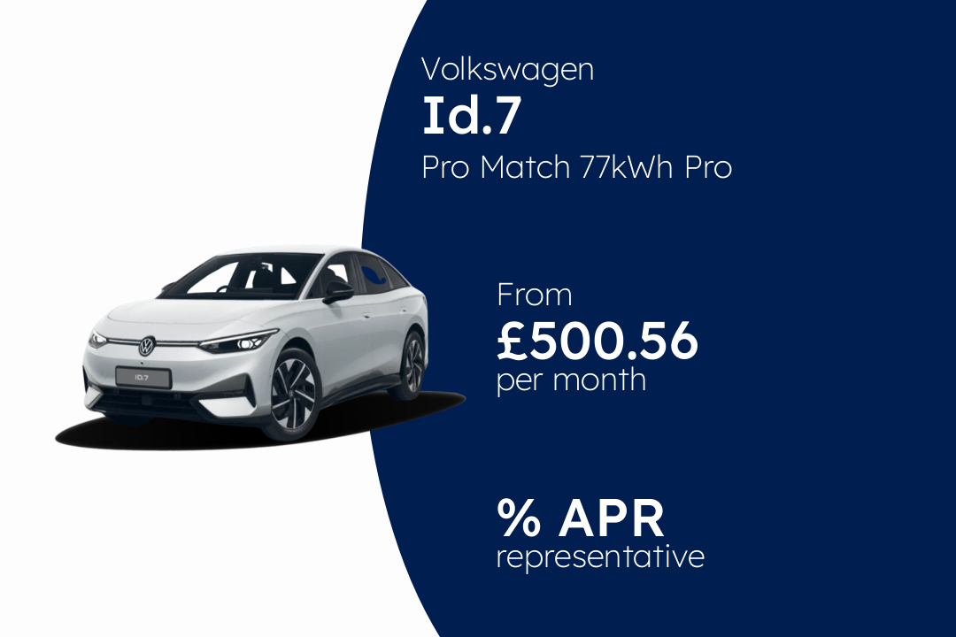 Volkswagen ID.7 Pro Match 77kWh Pro 286PS 1-speed automatic 5 door BCH Finance Offer From £500.56 Per Month.