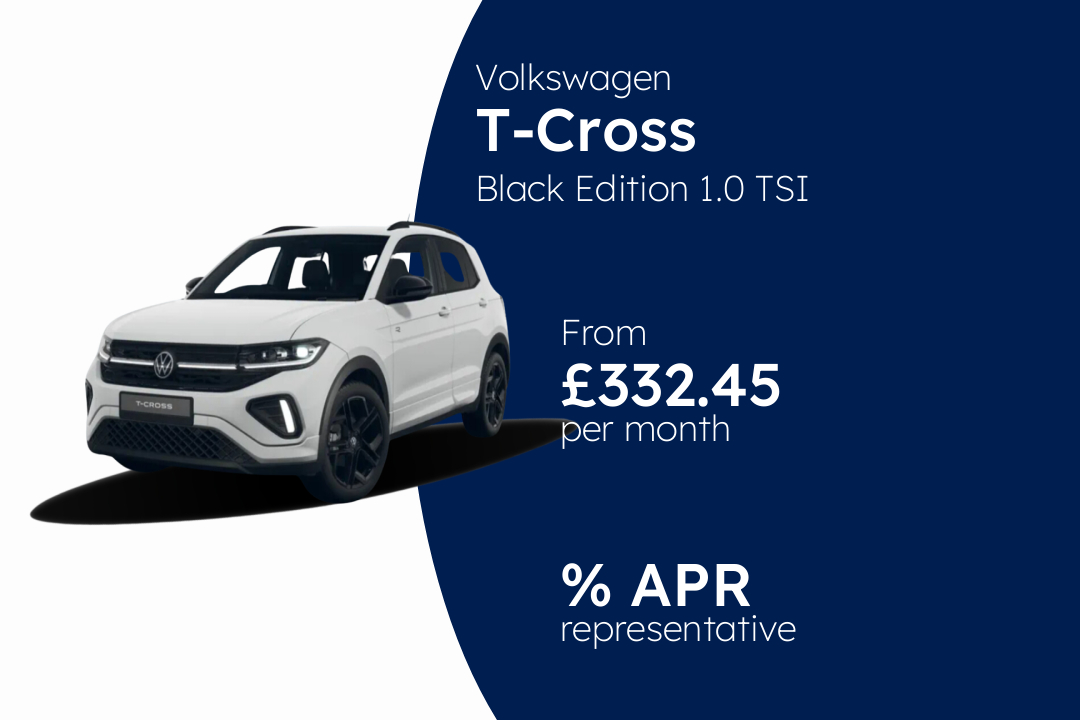 Volkswagen T-Cross Black Edition 1.0 TSI 115PS 6-speed Manual 5 Door BCH Finance Offer From £332.4500 Per Month.