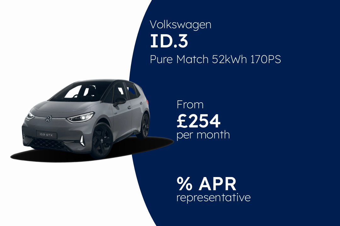 Volkswagen ID.3 Pure Match 52kWh 170PS 1-speed automatic 5 Door BCH Finance Offer From £254 Per Month.