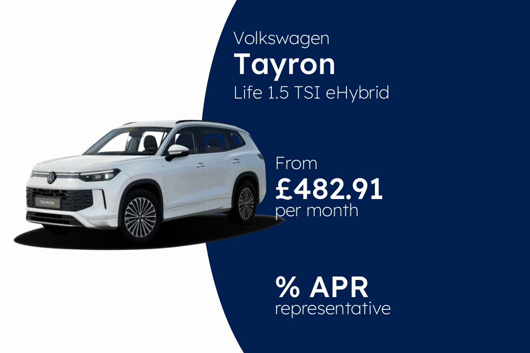 Volkswagen Tayron Life 1.5 TSI eHybrid 204PS 6-Speed DSG 5 Door BCH Finance Offer From £482.91 Per Month.