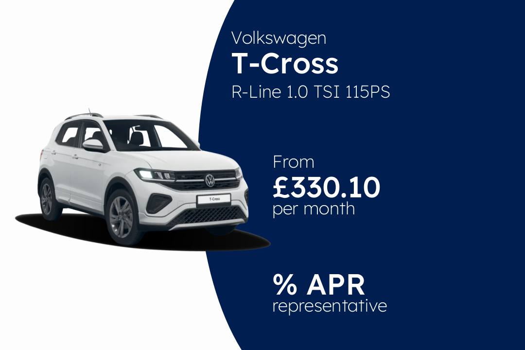 Volkswagen T-Cross R-Line 1.0 TSI 115PS 6-Speed Manual 5 Door BCH Finance Offer From £330.1000 Per Month.
