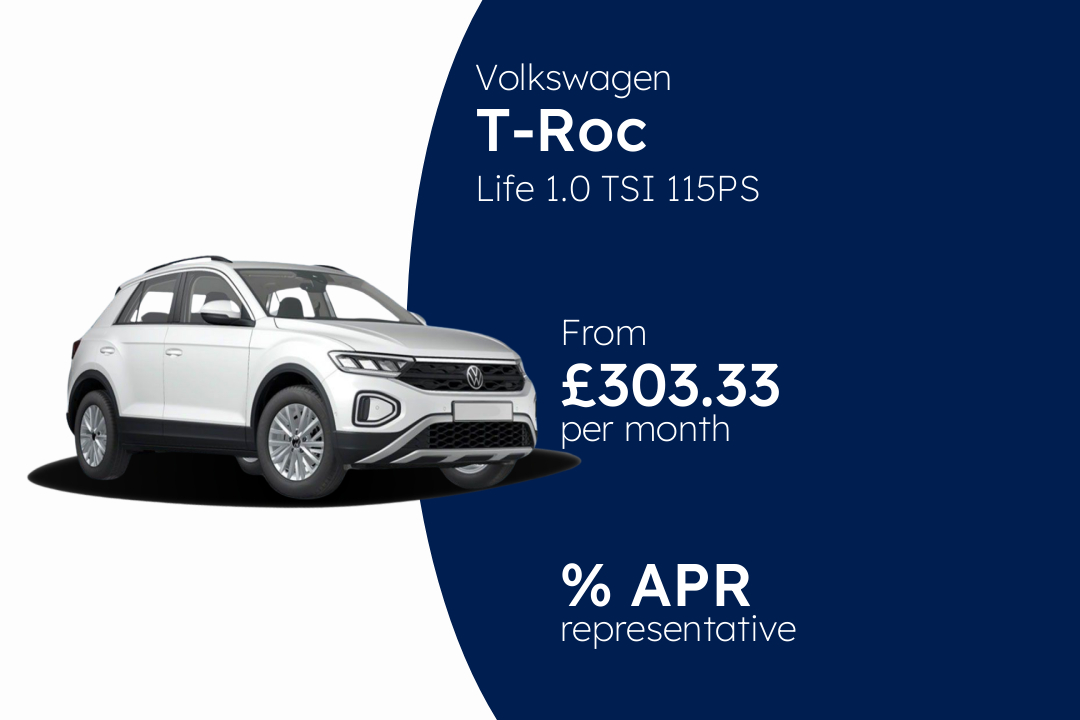 Volkswagen T-Roc Life 1.0 TSI 115PS 6-speed Manual 5 Door BCH Finance Offer From £303.3300 Per Month.
