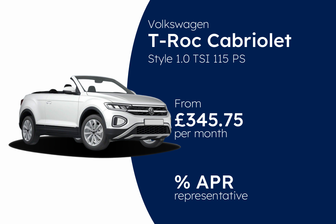 Volkswagen T-Roc Cabriolet Style 1.0 TSI 115 PS 6-speed Manual 2 Door BCH Finance Offer From £345.75 Per Month.