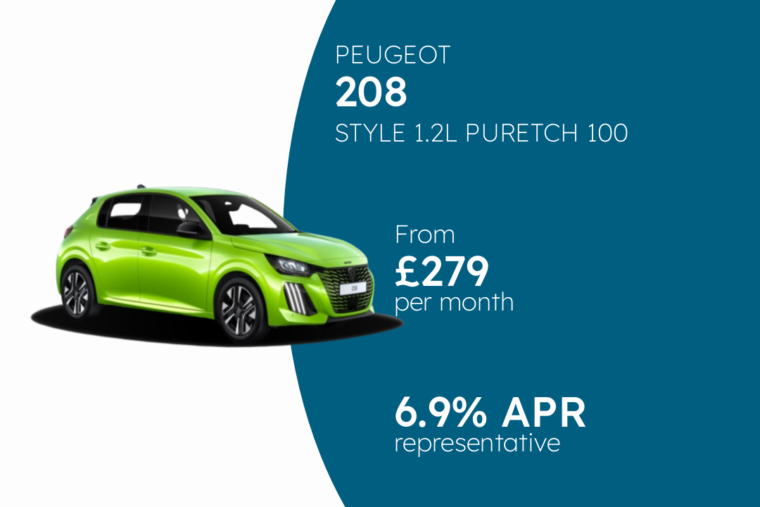 PEUGEOT 208 STYLE 1.2L PURETCH 100 S&S PCP Finance Offer From £279 Per Month. 6.90% APR Representative.